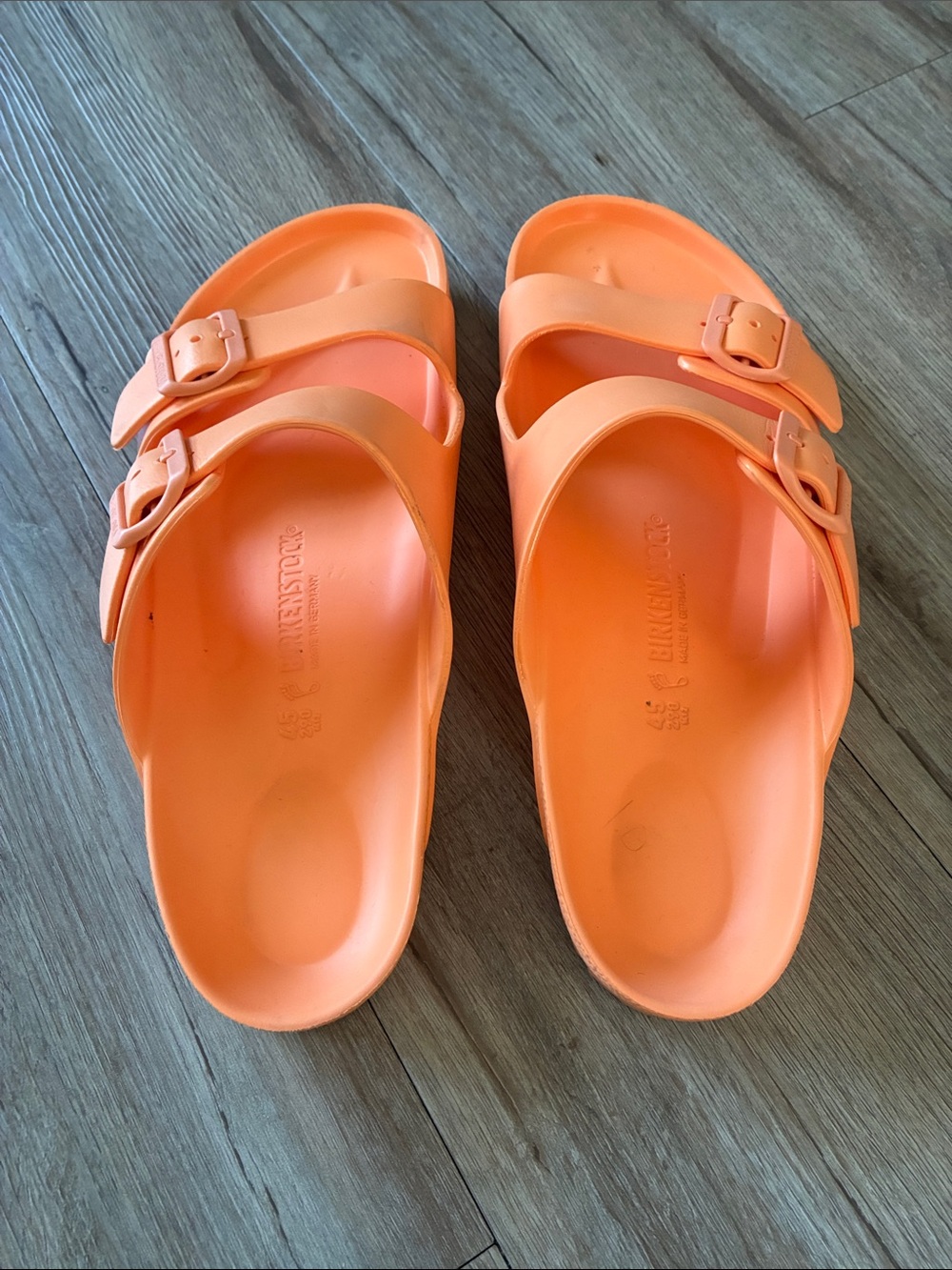 Men’s orange double strap Birkenstock sandals